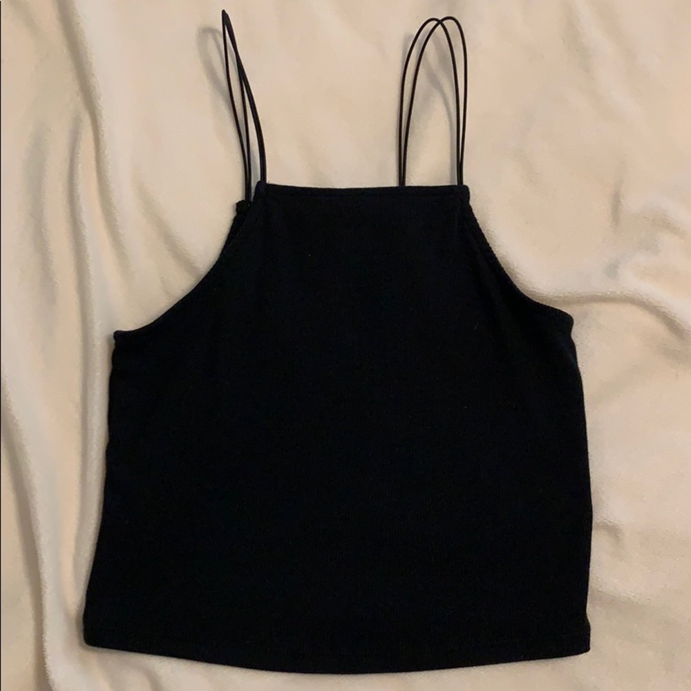Black High Neck Crop Top